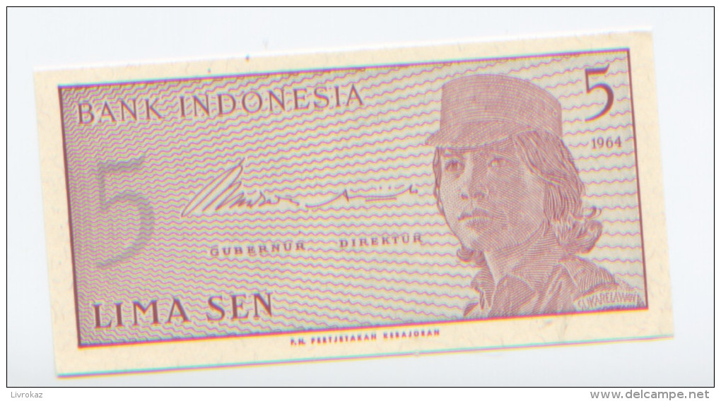 Billet De Banque, Banknote, Biglietto Di Banca, Bankbiljet, Indonésie, Indonesia, 5 Lima Sen, 1964, NEUF - Indonésie