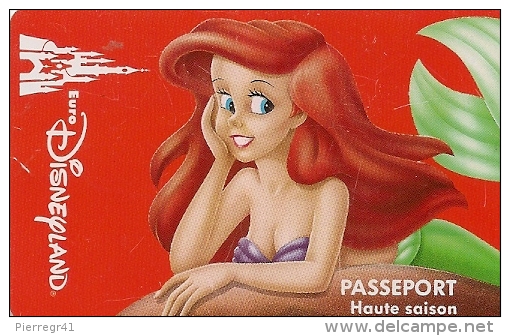 PASS-EURODISNEYLAND-PT SIRENE-V° VGE SE  00070-VALIDE 1 JOUR- TB E - Disney-Pässe