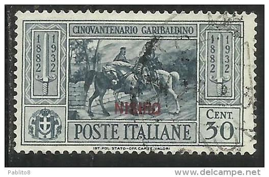 COLONIE ITALIANE: EGEO 1932 NISIRO GARIBALDI CENT. 30 CENTESIMI USATO USED OBLITERE´ - Egeo (Nisiro)