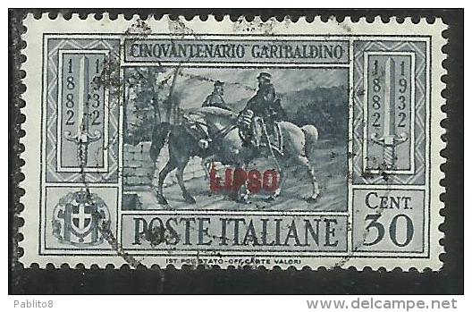 COLONIE ITALIANE: EGEO 1932 LIPSO GARIBALDI CENT. 30 CENTESIMI USATO USED OBLITERE´ - Egée (Lipso)