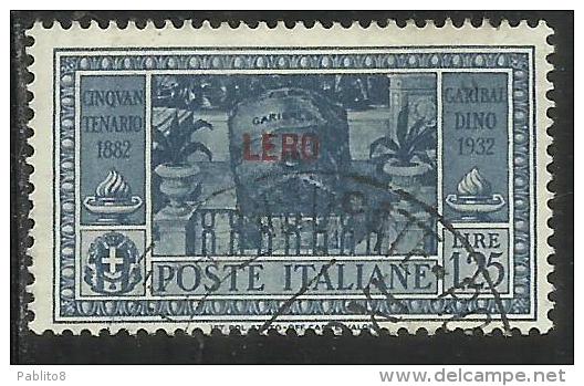 COLONIE ITALIANE: EGEO 1932 LIPSO GARIBALDI LIRE 1,25 L. USATO USED OBLITERE´ - Ägäis (Lipso)