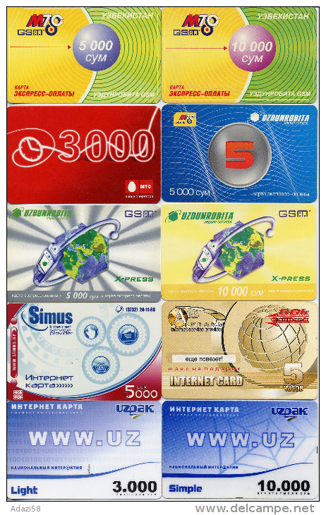UZBEKISTAN  10 Different Cards (pre-paid GSM, Internet-card) 2004-2006 - Uzbekistan