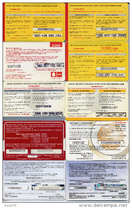UZBEKISTAN  10 Different Cards (pre-paid GSM, Internet-card) 2004-2006 - Usbekistan