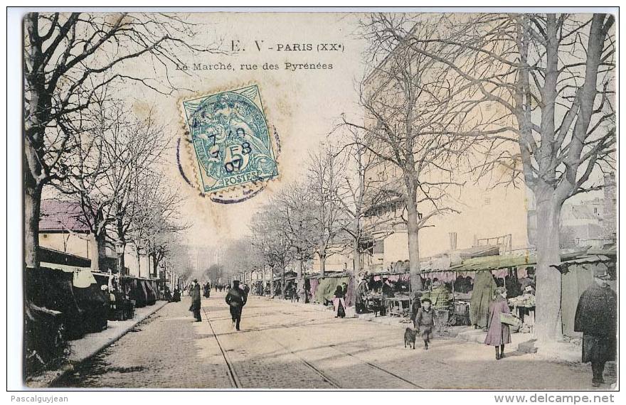CPA PARIS 20 - LE MARCHE RUE DES PYRENEES - Arrondissement: 20