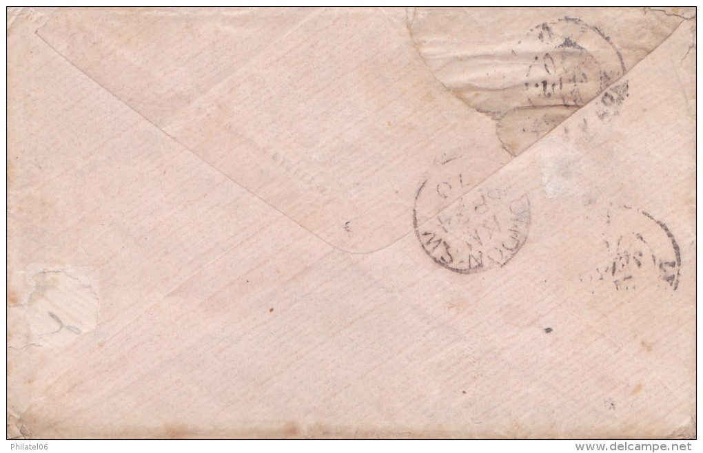 LETTRE DE THONON  1870 BOITE MOBILE  POUR L'ANGLETERRE - 1849-1876: Période Classique