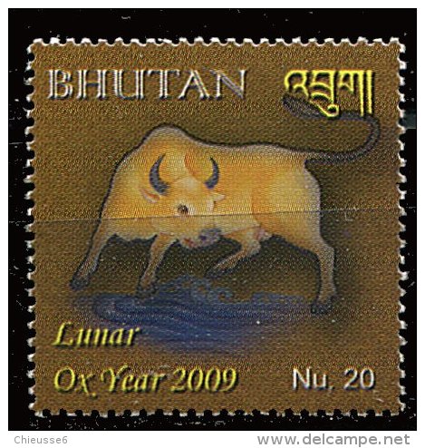 (cl 22 - P45) Bhoutan ** N° 1831 (ref. Michel Au Dos) - Année Lunaire Chinoise Du Boeuf - - Bhoutan