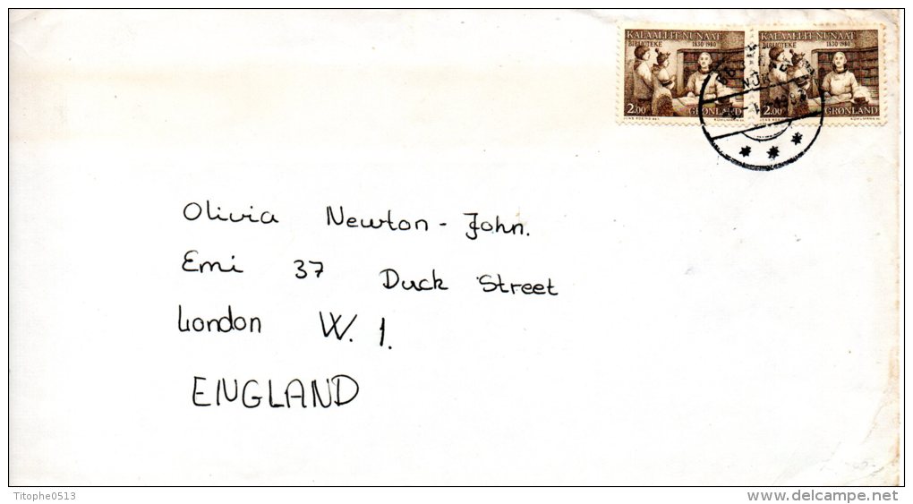GROENLAND. N°111 De 1980 Sur Enveloppe Ayant Circulé. Bibliothèque. - Covers & Documents