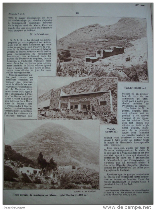 - Article De Presse - Régionalisme - Maroc - Ifrane - Sidi Ali - Haut Atlas - Oukaimeden- Tachdirt - 1937 - 5 Pages - Historische Dokumente