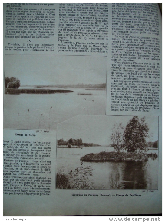 - Article De Presse - Régionalisme - Somme - Péronne - Thiepval - étangs De Falvy - Flamincourt - 1937 - 6 Pages - Documents Historiques