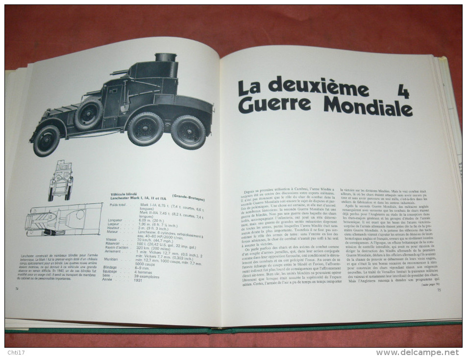 CHARS / HISTOIRE ILLUSTREE DES BLINDES / GUERRE WWI / WWII / PANZER / RENAULT / MARK /  TIGRE / AMX /