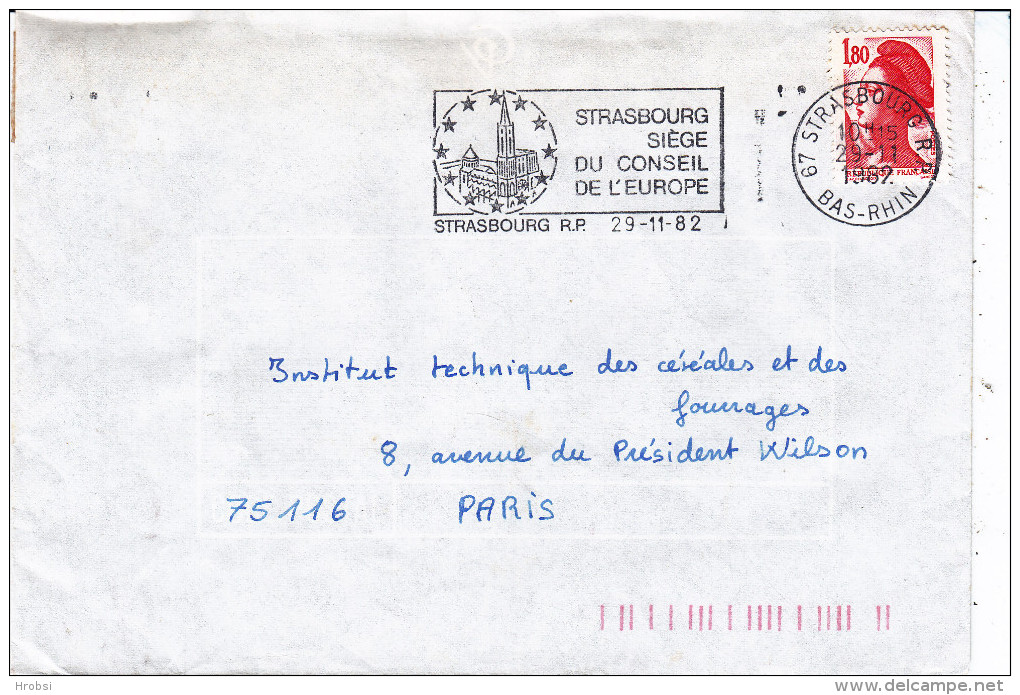 EUROPA 1962,  Flamme Strasbourg, Siège Du Conseil Sur Env Blanche - 1956