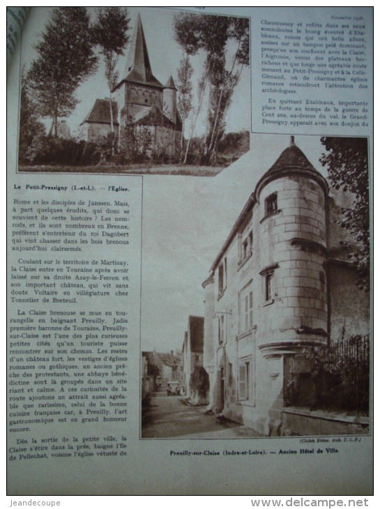 - Article De Presse - Régionalisme - Preuilly Sur Claise - Etableaux - Petit Pressigny - Indre Et Loire- 1936 - 5 Pages - Documents Historiques