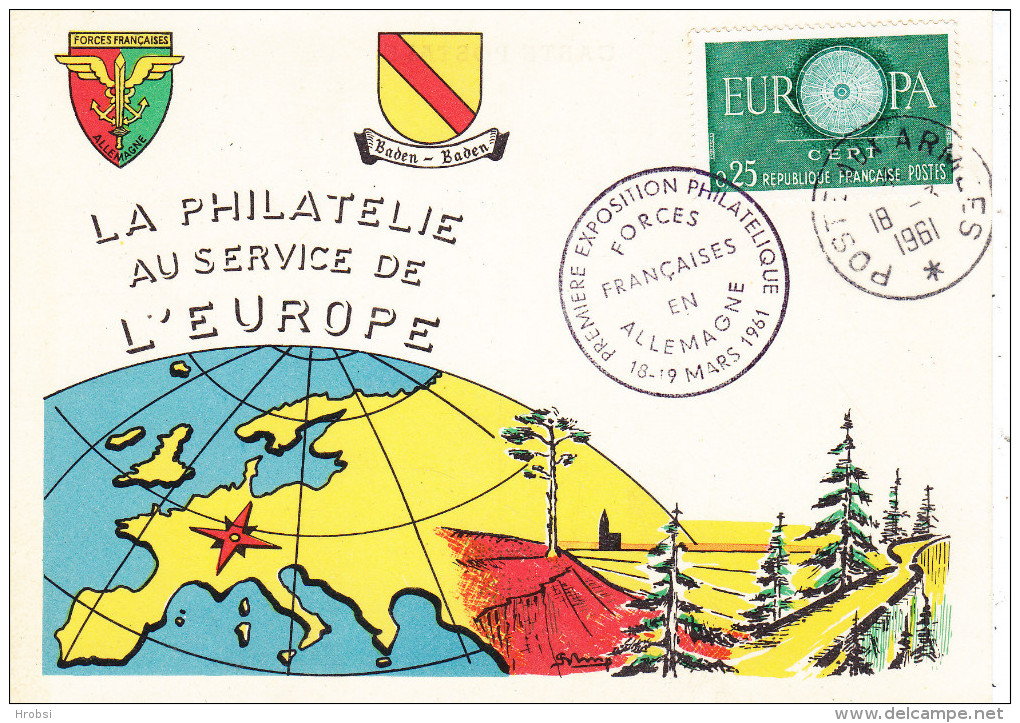 EUROPA  1961,  Carte Poste Aux Armées Forces Françaises En Allemagne - 1956