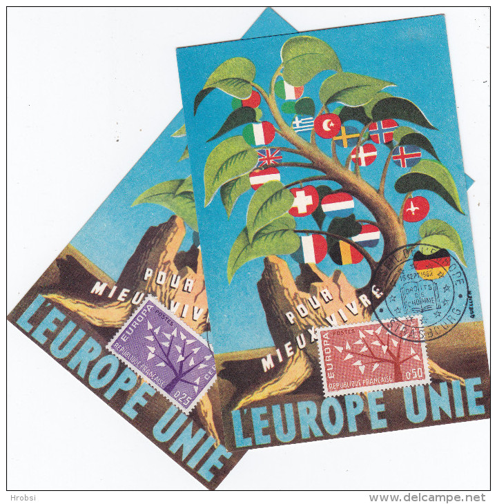 EUROPA  1962,  Les Deux Cartes Maximum  Conseil De L'Europe Strasbourg - 1956