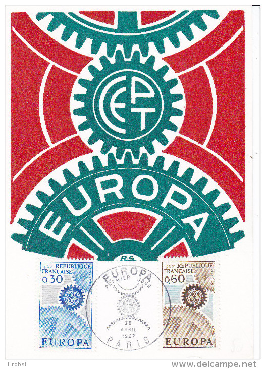 EUROPA  1967,  Carte Maximum France PJ Paris - 1967