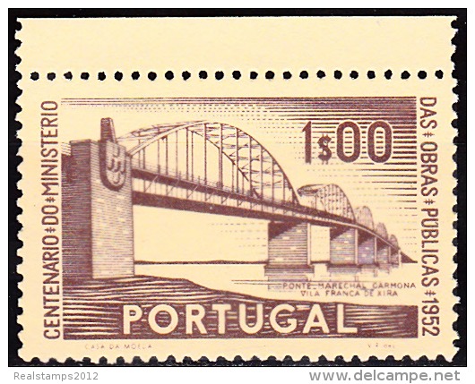 PORTUGAL - 1952,  1.º Centenário Do Ministério Das Obras Públicas.    1$00  (*) MNG  MUNDIFIL Nº 755 - Ungebraucht