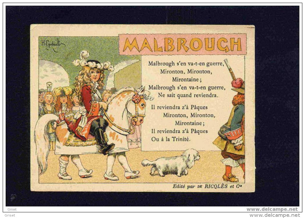 MALBROUGH S'en Va T En Guerre--Illustrée  Par H GERBAULT-  Publicité  -RICQLES-années 1906 - Andere & Zonder Classificatie