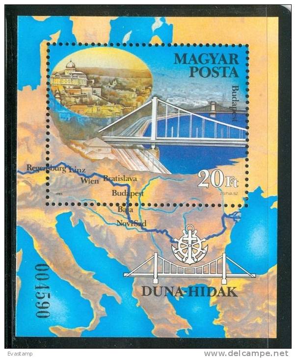 HUNGARY-1985.Souv.Sheet - Danube Bridges  Mi:Bl.176. MNH!!! 5.00EUR - Neufs