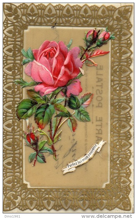 CPA 1002 - Carte En Celluloid & Découpi Fleur Rose - Portez Lui Mon Souvenir - - Sonstige & Ohne Zuordnung