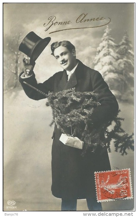 Portrait Homme Avec Chapeau Haut De Forme - Bonne Année - Hommes