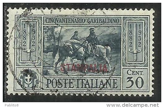 COLONIE ITALIANE: EGEO 1932 STAMPALIA GARIBALDI CENT. 30 CENTESIMI USATO USED OBLITERE´ - Egée (Stampalia)