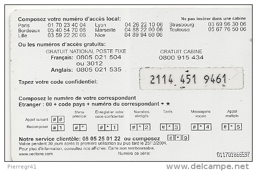 CARTE-PREPAYEE-7.5€-VECTO NE-FIXE-MOBILE-25/12/2004 -R° Logo En  Bas - -T BE- - Autres & Non Classés