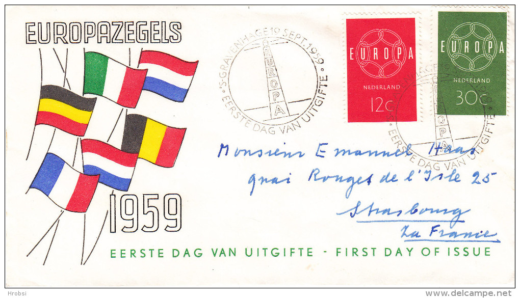 EUROPA  Pays Bas, Fdc 1959 - 1959