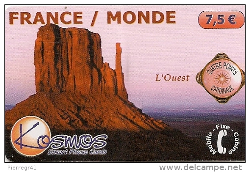 CARTE-PREPAYEE-KOSMOS-7.5 € -OUEST-USA-MONUMENT VALLEY-07/2002-50000ex-T BE- - Autres & Non Classés