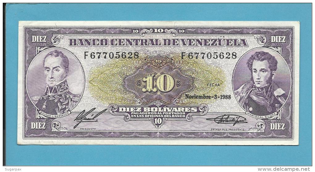 VENEZUELA - 10 BOLÍVARES - 03 / 11 / 1988 - Pick 62 - BOLÍVAR LIBERTADOR E MARISCAL SUCRE - 2 Scans - Venezuela