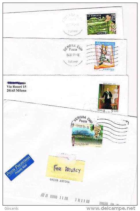 ITALIA  (ITALY) - STORIA POSTALE - 2011.2012  LOTTO DI 4 LETTERE X INTERNO  - RIF. 3051 - 2011-20: Marcophilie