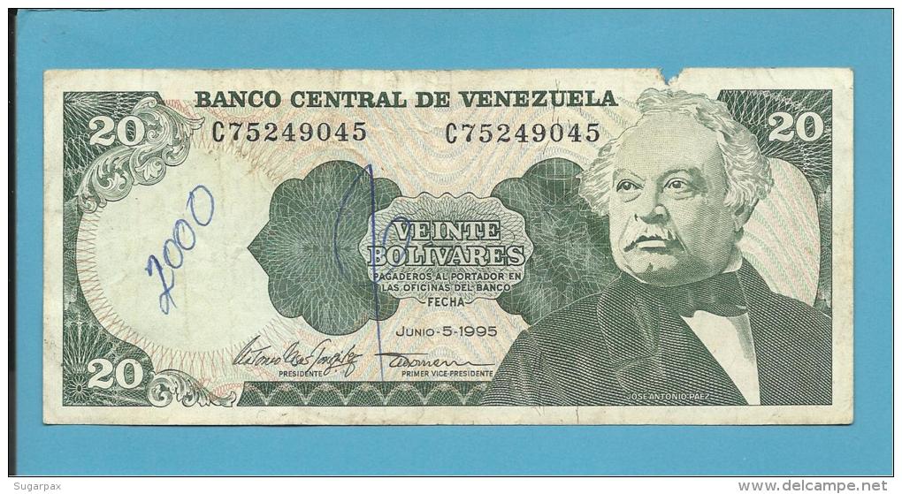 VENEZUELA - 20 BOLÍVARES - 05 / 06 / 1995 - Pick 63e - JOSÉ ANTONIO PAEZ - 2 Scans - Venezuela