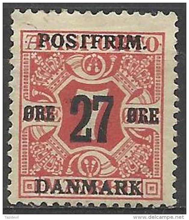 DENMARK - 1918 7c Newspaper Surcharged 27c. Scott 147. Perf 14 X 14.5.  Mint Hinged * - Fiscali