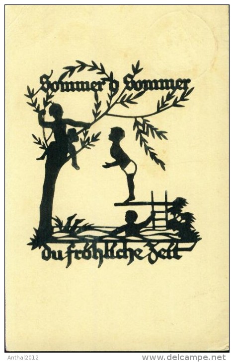Scherenschnitt Silhouette Sommer O Sommer Schwindt 8.4.1936 Von Mülheim Ruhr - Silhouettes