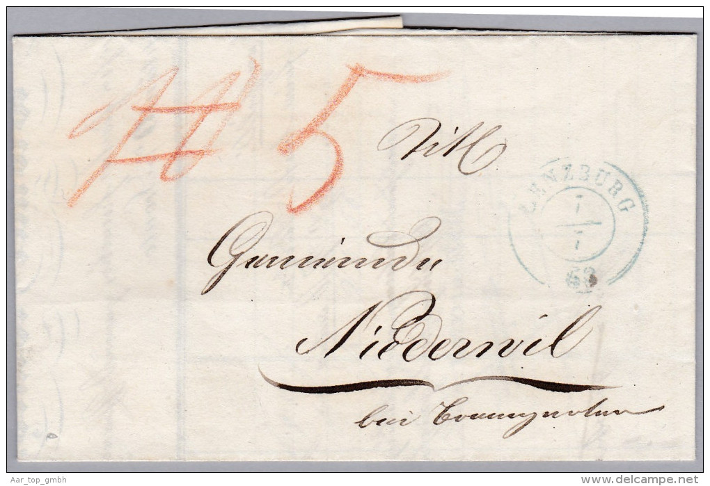 Heimat AG LENZBURG 1853-07-06 Blau Brief Nach Niederwil - ...-1845 Vorphilatelie