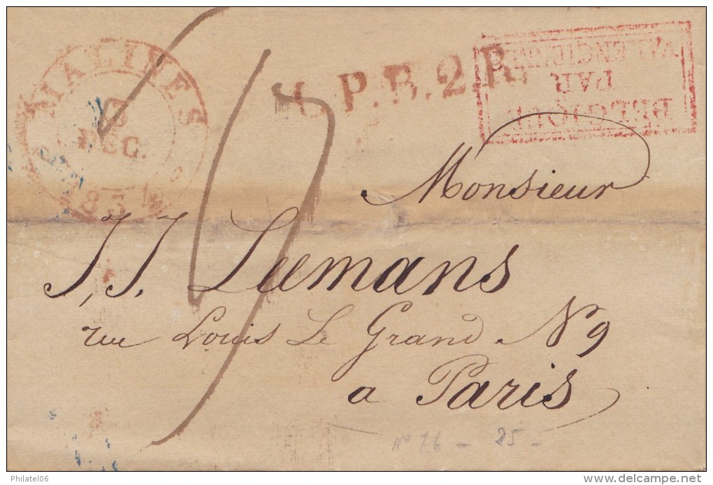 BELGIQUE  LETTRE  1834  SANS CORRESPONDANCE - 1830-1849 (Belgica Independiente)