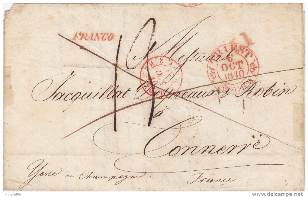 AUTRICHE (TRIESTE )  LETTRE AVEC UNE PARTIE DE CORRESPONDANCE  1840 - ...-1850 Prephilately