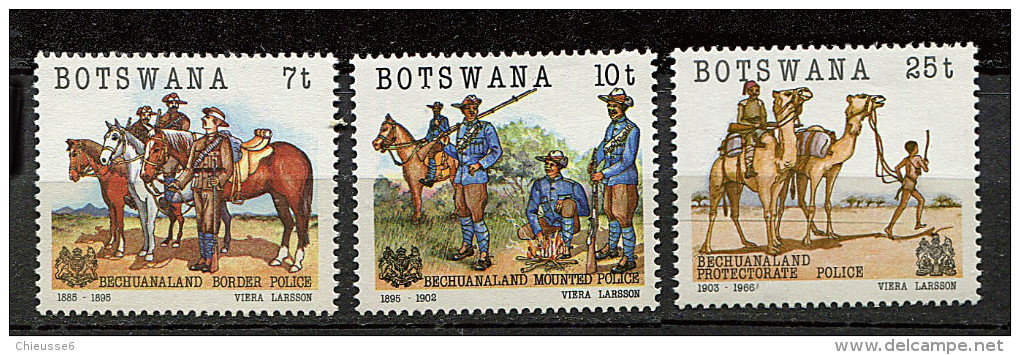 (cl 22 - P52) Botswana ** N° 516 à 518 (ref. Michel Au Dos) - Cent. De La Police (policiers à Cheval, Méhariste) - - Botswana (1966-...)