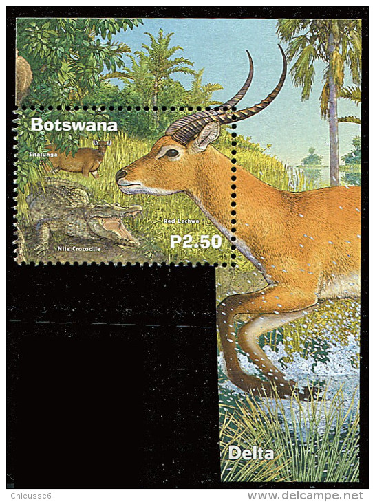 (cl 22 - P52) Botswana ** Tbre Du Bloc N° 32 (ref. Michel Au Dos) - Crocodile, Sitatunga, Cobe - Botswana (1966-...)