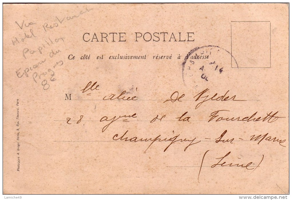 LIMEIL BREVANNES  ( 94 ) GRANDE RUE (Epicerie Du Progrès Attelage Hotel Restaurant Papillon  ) Circulée Timbrée 1906 - Limeil Brevannes