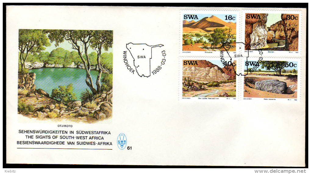 SWA 1988 - Sehenswürdigkeiten / Sossuvlei, Sesriem Schlucht, Hoarusebtal, Hoba Meteorit - FDC - Sonstige & Ohne Zuordnung