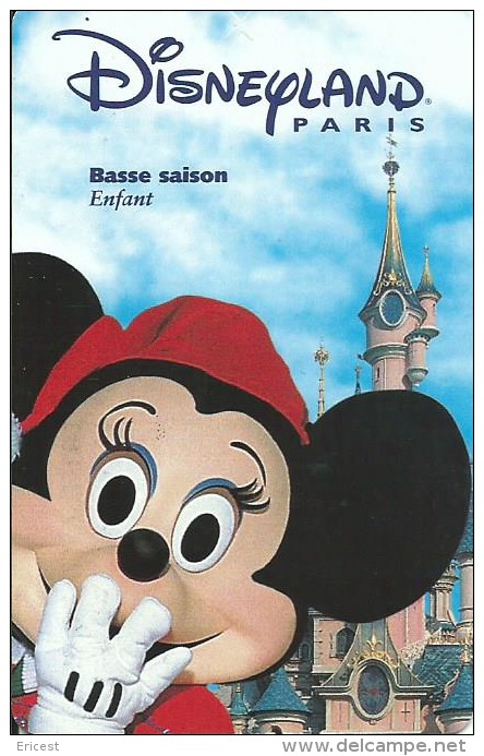 + PASSEPORT DISNEYLAND BASSE SAISON ENFANT MINNIE D'HIVER SPEOS 2000/01/MIN 00.00 VALIDE LE 030101 GRATUIT BON ETAT - Disney-Pässe