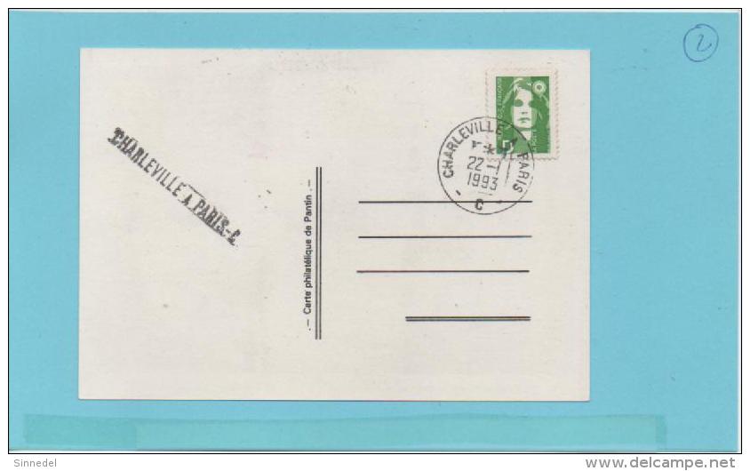 CARTE AVEC BRIAT VERT D  CHARLEVILLE MEZIERE  A PARIS  1993 C - Poste Ferroviaire