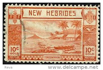 BRITISH NEW HEBRIDES LANDSCAPE ORANGE PART SET OF 1 STAMP 10 CENTIMES UHD 1938 SG53 READ DESCRIPTION !! - Used Stamps