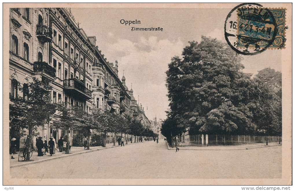 CPA SILESIE - OPPELN OPOLE - Plebiscite 1921 - Zimmerstrasse - Petite Animation - Cachet 16-04-1921 Sur N° 36 YT - TB** - Polen