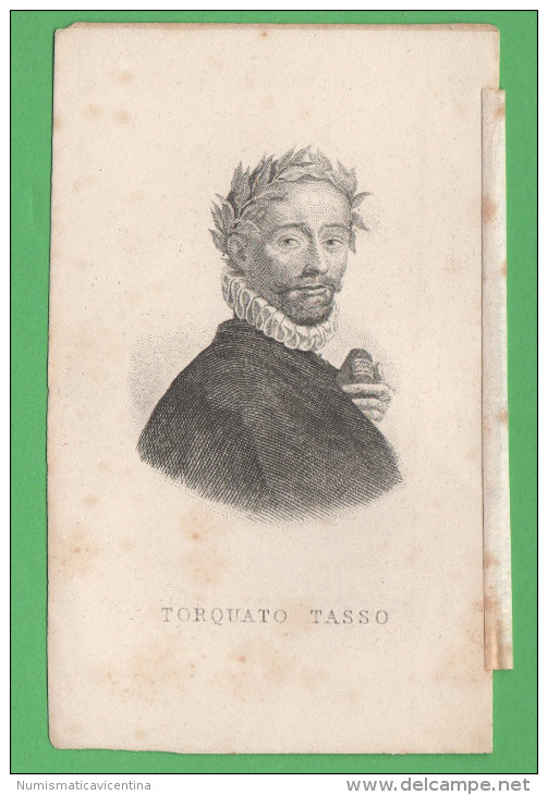 Torquato Tasso Piccolo Ritratto Stampa Secolo XIX - Materiale E Accessori