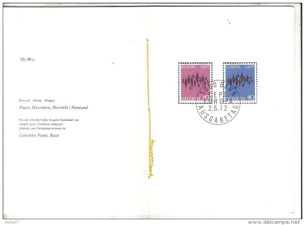 MPS18 - SVIZZERA , Brochure A 8 Facciate Del Servizio Filatelico : Emissione Del 1972 - 1972