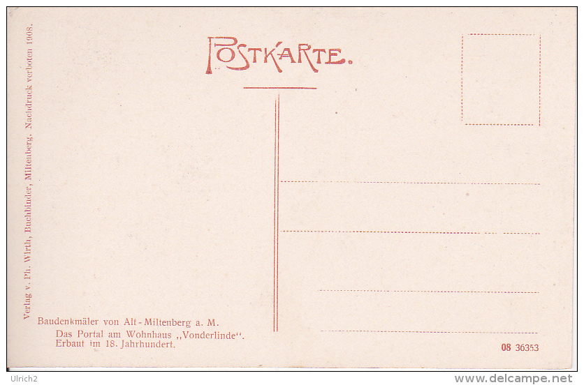 AK Miltenberg A.M. - Das Portal Am Wohnhaus "Vonderlinde"  (10969) - Miltenberg A. Main