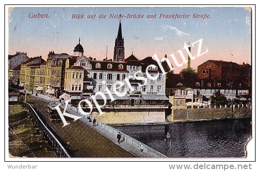 Guben 1915, Neiße-Brücke U. Frankfurter Straße   (z1479) - Guben