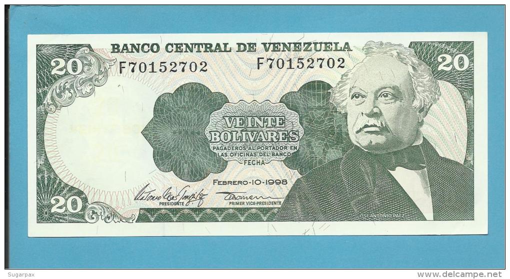 VENEZUELA - 20 BOLÍVARES - 10 / 02 / 1998 - UNC. - Pick 63f - JOSÉ ANTONIO PAEZ - 2 Scans - Venezuela