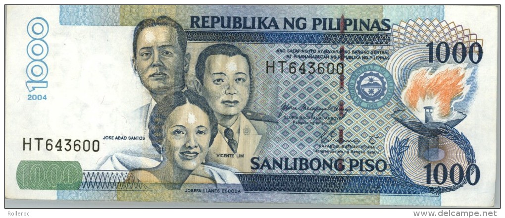 100140 PHILIPPINES 1000 PISO 2004 ABAD SANTOS, LIM & LLANES ESCODA & BANAWE, MANUNGGUL & LANGGAL  [WELLCIRCULATED] - Filipinas